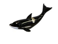HAND BLOWN STUDIO ART GLASS ORCA MARINE WILDLIFE SCULPTURE
