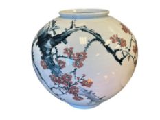 LARGE PORELAIN JAPANESE PLUM VASE WITH CHERRY BLOSSOM IMAGERY