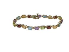 10K YELLOW GOLD OVAL CUT SEMI-PRECIOUS STONE TENNIS BRACELET