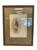 VINTAGE JAPANESE WTERCOLOR OF A PEASANT WORKER