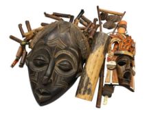 ABORIGINAL AND AFRICAN CRAFTS INCLUDING AFRICAN CHOKWE TRIBE MASK, ABORIGINAL DIDGERIDOO INSTRUMENT