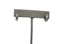 14K TWO-TONE GOLD DIAMOND HUGGIE EARRINGS