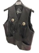LEATHER KING BLACK LEATHER MOTORCYCLE VEST SIZE 44