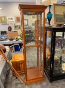 WOOD AND GLASS LIGHTED CURIO CABINET DISPLAY CASE