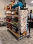 NSF INDUSTRIAL GRADE FOUR TIER SHELVING RACK FEATURING METAL WIRE WITH WOOD INSERT SHELVES