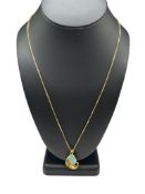 DESIGNER SIGNED 14K YELLOW GOLD ETHIOPIAN OPAL PENDANT NECKLACE