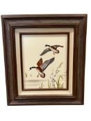 C. CARSON ACRYLIC ON CANVAS PAINTING ON CANVAS GEESE IN FLIGHT