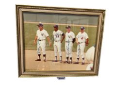 INCREDIBLE AUTOGRAPHED PSA PHOTOGRAPH BY HOF MICKEY MANTLE, WILLIE MAYS, DUKE SNIDER, WILLIE MAYS