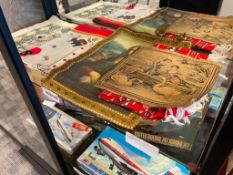 ASSORTED TEXTILES INCLUDING ANTIQUE FRENCH TAPESTRY, MONA LISA EMBROIDERED TAPESTRY