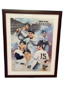 JOE DIMAGGIO AND MICKEY MANTLE AUTOGRAPHED NEW YORK YANKEES LEGENDS POSTER BY GAYLE GIBSON AUTHEN...