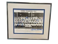 1952 NEW YORK YANKEES WORLD CHAMPIONS TEAM AUTOGRAPHED PHOTOGRAPH MANTLE, BAUER, RASCHI, MIZE,