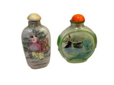 EARLY 20TH CENTURY CHINESE REVERSE PAINTED GLASS SNUFF BOTTLES WITH TRADITIONAL IMGERY