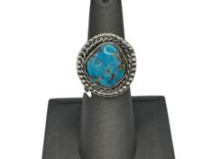 STERLING SILVER BLUE TURQUOISE RING