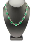 PLATINUM EMERALD CUT EMERALD AND DIAMOND FASHION NECKLACE FEATURING MORE THAN 48CTTW IN EMERALDS