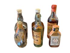 VINTAGE COLLECTIBLE 1/10 PINT LIQUOR BOTTLES RUM AND BRANDY GLASS BOTTLES