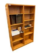 BLONDE OAK SIDE BY SIDE FIVE TIER BOOK SHELF