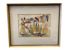 ANN FISK AMERICAN MASSACHUSETTES BORN ARTIST ORIGINAL INK AND WATERCOLOR ON PAPER