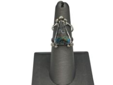 STERLING SILVER TRIANGLE CUT TURQUOISE RING