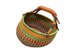 HAND WOVEN AFRICAN BOLGA BASKET FROM GHANA VIBRANT COLORS