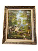 O. SCHIMDT ORIGINAL ACRYLIC ON CANVAS PAINTING OF OLD FARM HOUSE