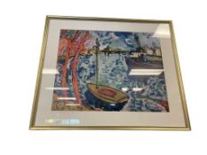 MAURICE DE VLAMINCK FAUVISM 20TH CENTURY ARTIST PRINT TITLED THE SEINE AT CHATOU