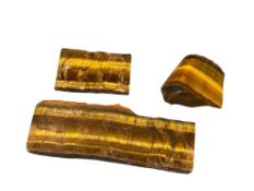 NATURAL AND POLISHED TIGERS EYE GEOLOGICAL SPECIMEN SAMPLES / METAMORPHIC ROCK / CHATOYANT GEMSTO...