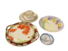 EUROPEAN PORCELAIN TABLEWARE INCLUDING ARABIA CUP AND SAUCER, HAND PAINTED BAVARIA PLATES, AND MORE
