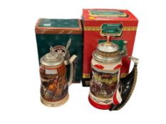 ANHEUSER BUSCH BUDWESIER KING OF BEERS 1999 AND 2001 BEER STEINS