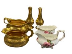 STOUFFER AND HAMMERSLEY & CO FINE CHINA MATCHING CREAMER AND SUGAR BOWL WITH SALT AND PEPPER SHAK...