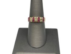 14K YELLOW GOLD RUBY AND DIAMOND RING