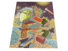 JOE GONZALES ORIGINAL OIL ON BOARD ABSTRACT CUBIST SPACE PAINTING ON BOARD