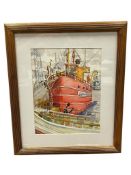 CYDNY BRENNEMAN CARSON CITY ARTIST ORIGINAL WATERCOLOR ON PAPER HELSINKI HARBOR