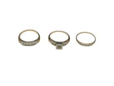 THREE ANTIQUE 14K YELLOW GOLD DIAMOND RINGS