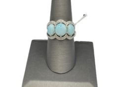 STERLING SILVER OVAL CABOCHON LARIMAR FASHION RING