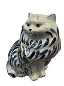 R. DANESE GRAY AND BLUE GLAZE CERAMIC MAINE COON CAT FIGURE