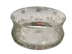 LEONARD SILVER SUMERFIELD LARGE ETCHED CRYSTAL BOWL