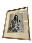 SITTING BULL HUNKPAP LAKOTA NATIVE AMERICAN CHIEF BLACK AND WHITE PHOTO-PRINT PORTRAIT C. 1885