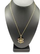 10K TRI-COLOR GOLD ITALIAN MADE FLOWER PENDANT ON 10K YELLOW GOLD CHAIN NECKLACE