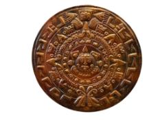 VINTAGE HAND CRAFTED COPPER AZTEC SUN CALENDAR WALL PLAQUE