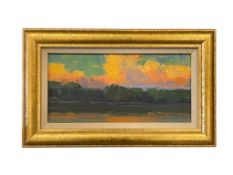 JOSEPH BREZA SANTA FE NEW MEXICO ARTIST ORIGINAL OIL ON CANVAS SUNSET IMPRESSIONIST PAINTING