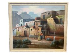 SOUTHWEST PUEBLO ORIGINAL OIL ON CANVAS SIGNED BY ARTIST E. MORTON