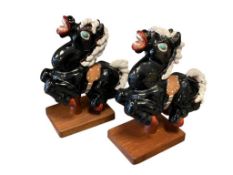 KENDALL SIGNED STUDIO POTTERY CLAY CAROUSEL HORSE GLAZED SCULPTURES / FIGURES
