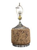 VINTAGE CHROME AND CORK WRAPPED MID-CENTURY STYLE TABLE LAMP