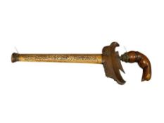 19TH CENTURY INDONESIAN KRIS / MORO DAGGER WITH CARVED SCABBARD