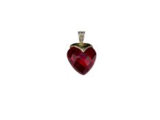 10K YELLOW GOLD LAB CREATED FACETED HEART RUBY PENDANT