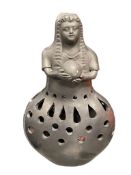 DONA ROSA COYOTEPEC OAXCA MEXICO BLACK PUEBLO POTTERY FIGURAL CANDLE HOLDER