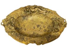 CHARLES KORSCHANN 19TH CENTURY FRENCH BRONZE GILT ART NOUVEAU FLORAL TRAY