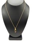14K YELLOW GOLD GARNET FASHION PENDANT NECKLACE