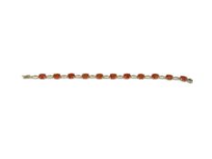 10K YELLOW GOLD PADPARADSCHA ORANGE SAPPHIRE AND DIAMOND LINK BRACELET