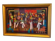CHARLES LEE KOREAN ARTIST LARGE ORIGINAL MIXED MEDIA PAINTING ON CANVAS ABSTRACT MUSICIANS